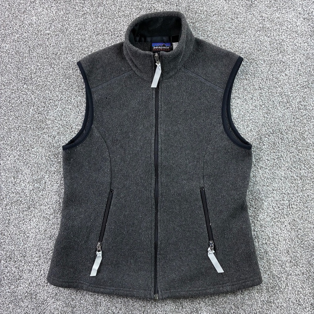 Vintage Patagonia Synchilla Fleece Vest Womens Medium Gray Zip Sleeveless Jacket